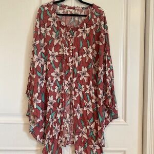 O’Neill floral poncho swim coverup